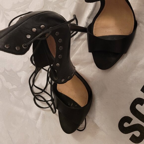 💕SCHUTZ Studded Lace-up Sandal Black Leather from Revolve EUC! - Picture 3 of 7